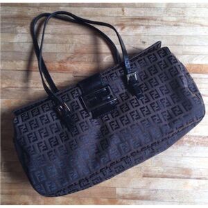 Fendi Black and Brown Monogram Shoulder Bag